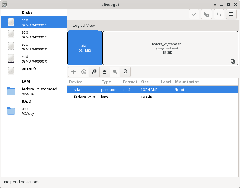 blivet-gui main window